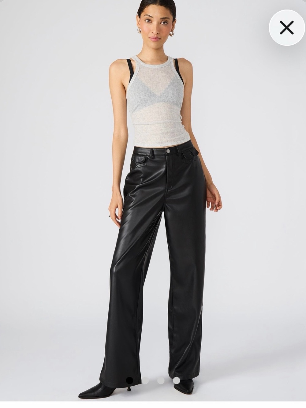 Steve Madden Black Faux Leather Straight Leg Pants, Women’s